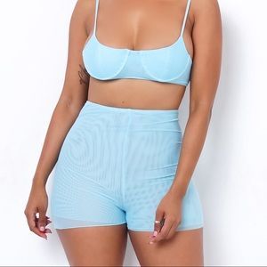 Baby Blue Bralette Two Piece Short Set